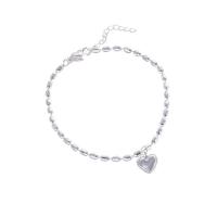 Brass Bracelet & Bangle with 3.3cm extender chain Heart high quality silver color plated Adjustable & fashion jewelry & for woman silver color nickel lead & cadmium free Length Approx 16.5 cm Sold By PC