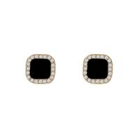 Zinc Alloy Stud Earring Square high quality gold color plated fashion jewelry & for woman & enamel & with rhinestone golden nickel lead & cadmium free Sold By Pair