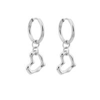 Huggie Hoop Drop Earring Titanium Steel Heart polished fashion jewelry & for woman original color Sold By Pair