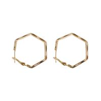 Tibetan Style Hoop Earring, Hexagon, high quality plated, fashion jewelry & for woman & hollow, more colors for choice, nickel, lead & cadmium free, 31mm, Sold By Pair