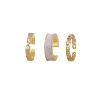 Messing Manschette Fingerring, Kreisring, vergoldet, drei Stücke & Modeschmuck & für Frau, goldfarben, frei von Nickel, Blei & Kadmium, 19mm, verkauft von setzen