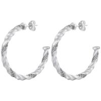 Brass Hoop Earring plated & micro pave cubic zirconia & for woman Sold By Pair