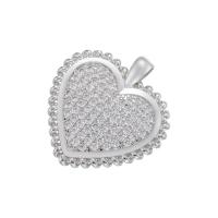 Cubic Zirconia Micro Pave Brass Pendant, Heart, plated, micro pave cubic zirconia, more colors for choice, 26.50x25mm, Sold By PC