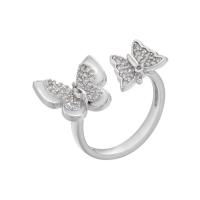 Cubic Zirconia Micro Pave Brass Ring, Butterfly, plated, Adjustable & micro pave cubic zirconia & for woman & enamel, more colors for choice, 20.50mm, Sold By PC