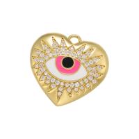 Cubic Zirconia Micro Pave Brass Pendant Heart gold color plated micro pave cubic zirconia & enamel Sold By PC
