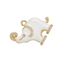 Cubic Zirconia Micro Pave Brass Pendant Elephant gold color plated micro pave cubic zirconia & enamel Sold By PC