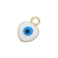 Evil Eye Pendants, Brass, Heart, gold color plated, enamel, more colors for choice, 10x7mm, Sold By PC