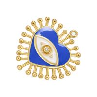 Cubic Zirconia Micro Pave Brass Pendant, Heart, gold color plated, enamel, more colors for choice, 29.50x28mm, Sold By PC