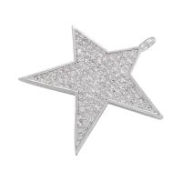 Cubic Zirconia Micro Pave Brass Pendant, Star, plated, micro pave cubic zirconia, more colors for choice, 29.50x27mm, Sold By PC