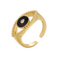 Cubique anneau en laiton Circonia Micro Pave, Placage de couleur d'or, Réglable & pour femme & émail, plus de couleurs à choisir, 21mm, Vendu par PC