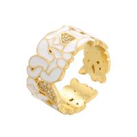 Cubic Zirconia Micro Pave Brass Ring, gold color plated, Adjustable & micro pave cubic zirconia & for woman & enamel, more colors for choice, 20x3.60mm, Sold By PC