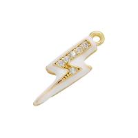 Cubic Zirconia Micro Pave Brass Pendant Lightning Symbol gold color plated micro pave cubic zirconia & enamel Sold By PC