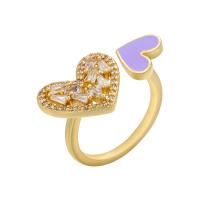 Cubic Zirconia Micro Pave Brass Ring plated Adjustable & micro pave cubic zirconia & for woman & enamel 24.50mm Sold By PC