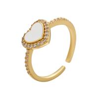 Brass Finger Ring, Heart, gold color plated, Adjustable & for woman & enamel, more colors for choice, 20mm, Sold By PC