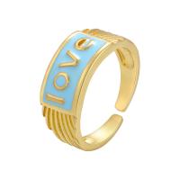 Brass Finger Ring gold color plated Adjustable & for woman & enamel 20mm Sold By PC