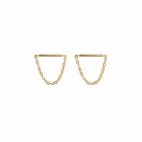 Brass Drop Earring plated oval chain & for woman nickel lead & cadmium free Sold By Pair