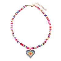 Polymer Clay Necklace, with Acrylic, with 2.75inch extender chain, Heart, Unisex & enamel, more colors for choice, 29x27mm, Length:Approx 17 Inch, Sold By PC