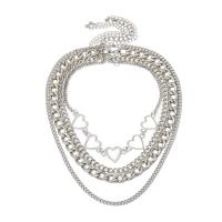Multi Layer Necklace Zinc Alloy with 3.9inch 2.7inch extender chain Heart platinum color plated multilayer & for woman & hollow nickel lead & cadmium free Length Approx 12.2 Inch Approx 13.7 Inch Approx 15.3 Inch Approx 18.1 Inch Sold By PC