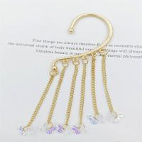 Tibetan Style Earring Wrap, with Lampwork, gold color plated, twist oval chain & for woman, more colors for choice, nickel, lead & cadmium free, 50x150mm, Sold By PC