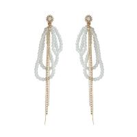 Zinklegierung Ohrringe, mit Kunststoff Perlen, goldfarben plattiert, Modeschmuck & für Frau, frei von Nickel, Blei & Kadmium, 140x35mm, verkauft von Paar