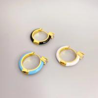 Brass Hoop Earring 18K gold plated fashion jewelry & for woman & enamel & with rhinestone nickel lead & cadmium free 19mm Sold By Pair