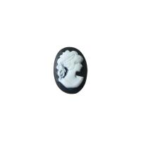 Fashion Resin Cabochons, Oval, embossed & DIY, white and black, 10x14mm, Approx 20PCs/Bag, Sold By Bag