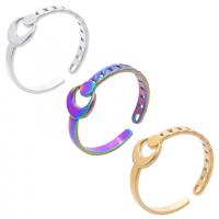 304 Stainless Steel Cuff Finger Ring, Moon, Vacuum Ion Plating, Adjustable & Unisex, more colors for choice, US Ring Size:9, Sold By PC