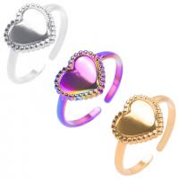 Stainless Steel Finger Ring, 304 Stainless Steel, Heart, Vacuum Ion Plating, Adjustable & Unisex, more colors for choice, US Ring Size:9, Sold By PC