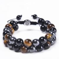 Gemstone Bracelets, with Polyester Cord, Round, Double Layer & different materials for choice & Unisex & adjustable, more colors for choice, Length:7-11.8 Inch, Sold By PC