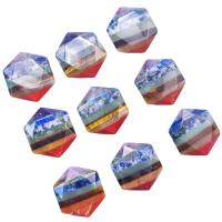 pierre gemme décoration, hexagone, poli, Patchwork & facettes, couleurs mélangées, 29x33x8mm, Vendu par PC