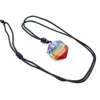 Natural Gemstone Necklace, Hexagon, polished, patchwork & faceted, mixed colors, 30x34mm, Length:39-42 cm, Sold By PC