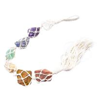 Gemstone Hanging Decoration, with Cotton Fabric, irregular, mixed colors, Length:28-30 cm, Sold By PC