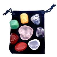pierre gemme décoration, avec velours de coton, Irrégulière, poli, 7 pièces, couleurs mélangées, 13-20mm,30mm, 7PC/fixé, Vendu par fixé