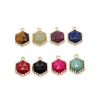 Gemstone Pendants Jewelry with Brass Hexagon gold color plated DIY & faceted Sold By PC