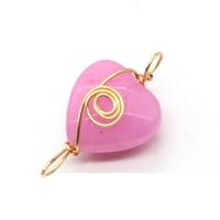 Gemstone Connector with brass wire Heart gold color plated DIY & 1/1 loop Sold By PC