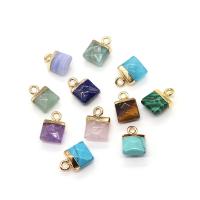 Gemstone Pendants Jewelry, with Brass,  Square, gold color plated, DIY & different materials for choice & faceted, more colors for choice, 8x12mm, Sold By PC