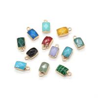 Biżuteria wisiorki kamienie, Kamień szlachetny, ze Mosiądz, Prostokąt, Platerowane w kolorze złota, DIY & do wyboru różne materiały & fasetowany, dostępnych więcej kolorów, 8x15mm, sprzedane przez PC