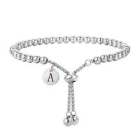 Titanium Steel Bracelet & Bangle Alphabet Letter silver color plated adjustable & for woman silver color Length 18-25 cm Sold By PC