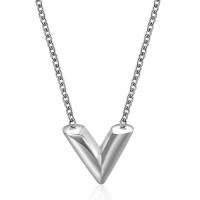 Titanium Steel Necklace, with 1.97 extender chain, Letter V, plated, for woman, more colors for choice, 11x13mm, Length:17.72 Inch, Sold By PC