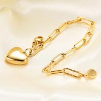 Stainless Steel Jewelry Bracelet 304 Stainless Steel Heart Vacuum Ion Plating for woman Length 7.68 Inch Sold By PC