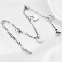 Stainless Steel Jewelry Bracelet 304 Stainless Steel with 1.97 extender chain Heart Vacuum Ion Plating for woman Length 6.3 Inch Sold By PC