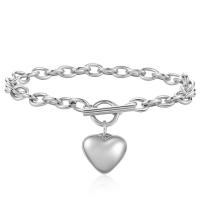 Stainless Steel Jewelry Bracelet, 304 Stainless Steel, Heart, Vacuum Ion Plating, for woman, more colors for choice, Length:7.09 Inch, Sold By PC