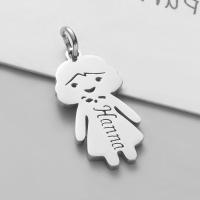 Stainless Steel Pendants, 304 Stainless Steel, Girl, plated, DIY, more colors for choice, 20x9.80mm, Sold By PC