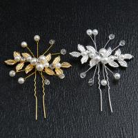 Hair Stick Zinc Alloy with Crystal & Plastic Pearl handmade fashion jewelry & for woman nickel lead & cadmium free Sold By PC