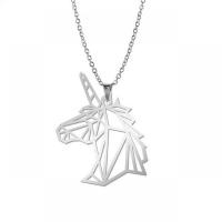 Stainless Steel Jewelry Necklace, 304 Stainless Steel, Unicorn, fashion jewelry & Unisex, original color, 37.57x36.35mm, Sold Per Approx 20.47 Inch Strand