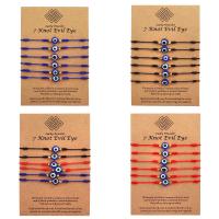 Evil Eye Jewelry Bracelet, Polyester Cord, with Resin, Round, gold color plated, 6 pieces & Adjustable & fashion jewelry, more colors for choice, 8mm, Length:12-29 cm, Sold By Set