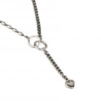 Messing Halskette, Herz, silberfarben plattiert, Modeschmuck & für Frau, Silberfarbe, frei von Nickel, Blei & Kadmium, 8mm, Länge:52 cm, verkauft von PC