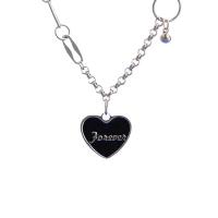 Brass Necklace Heart silver color plated fashion jewelry & for woman & enamel silver color nickel lead & cadmium free Length 46.5 cm Sold By PC