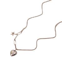 Ожерелья из латуни, Латунь, Сердце, плакирован серебром, ювелирные изделия моды & Женский, серебряный, не содержит никель, свинец, 16x18mm, длина:51 см, продается PC