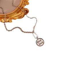 Brass Necklace Flat Round silver color plated fashion jewelry & for woman silver color nickel lead & cadmium free Sold By PC